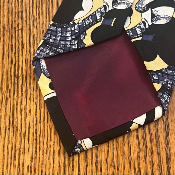 Vintage Disney Mickey Mouse Showtime Entertainment Tie Navy & Tan Silk - Picture 8 of 10